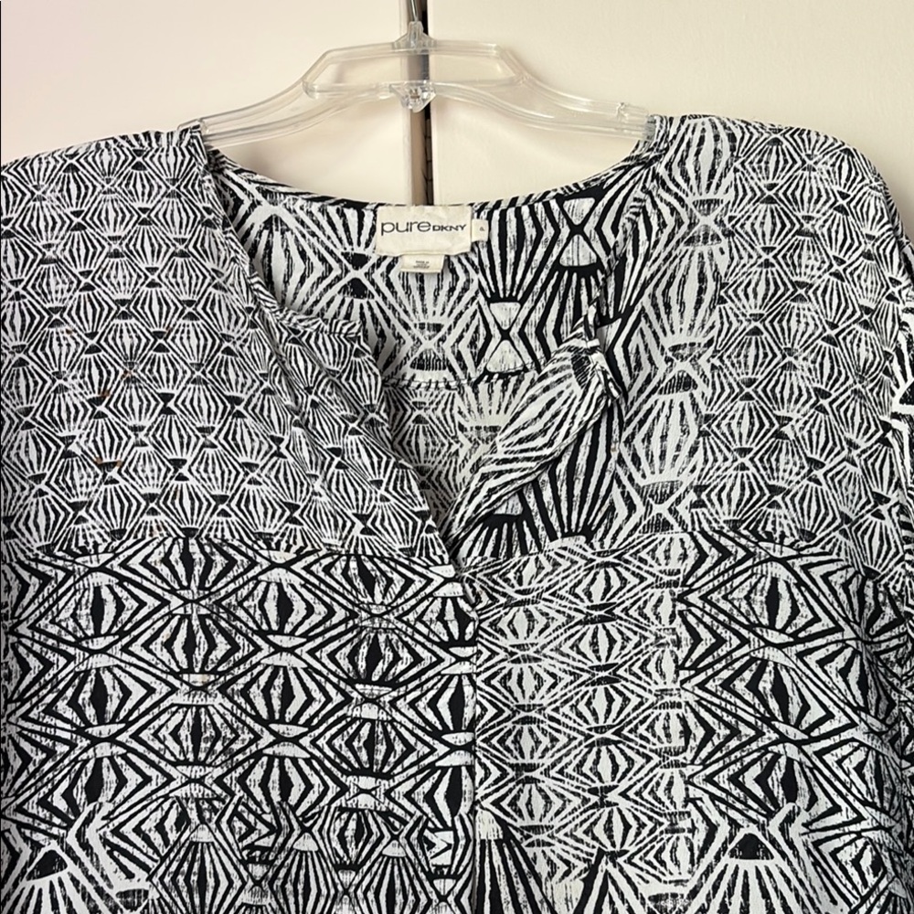 DKNY Black and White Geometric Maxi Dress